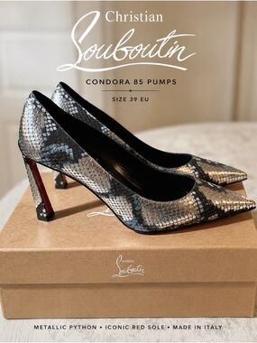 Christian Louboutin Condora 85 Metallic Pyththon Pumps Red Sole EU 39 with box
